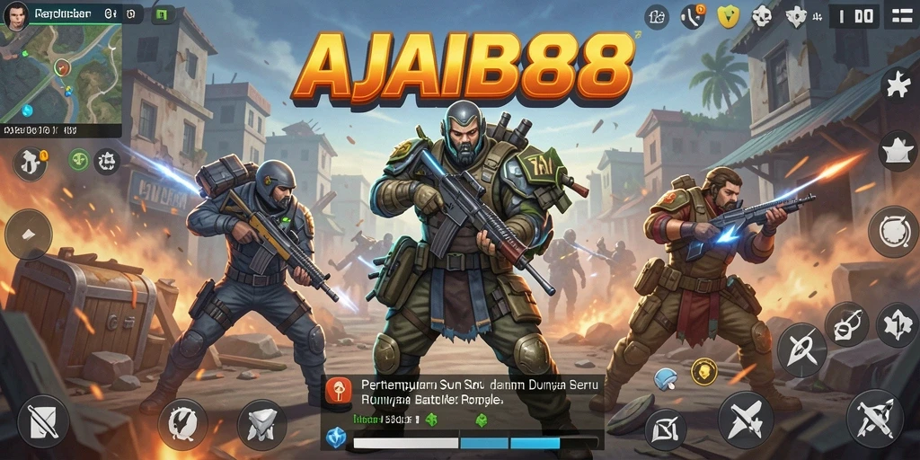 Tangkapan layar seru gameplay AJAIB88 dalam pertempuran Battle Royale.
