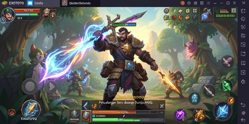 Tampilan gameplay ARPG EXOTOTO yang menegangkan dan penuh aksi.