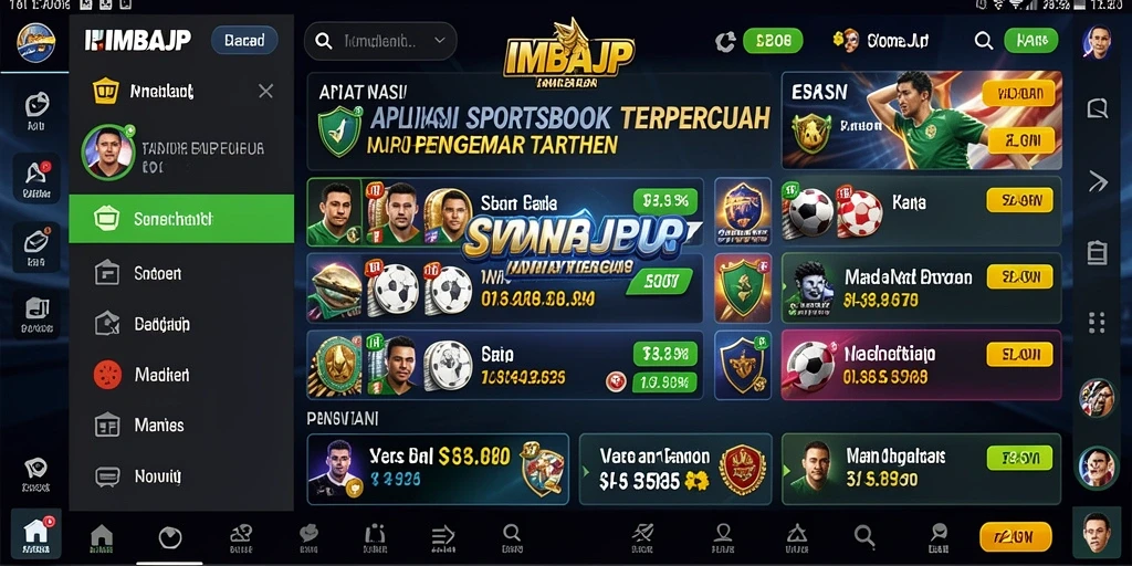 Tampilan menarik dari aplikasi IMBAJP saat melakukan taruhan olahraga.