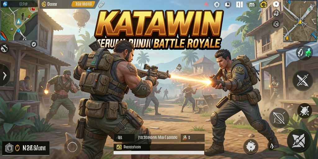 Screenshot gameplay KATAWIN menampilkan aksi pertempuran seru.