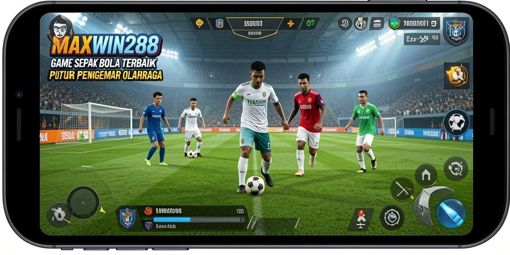 Gameplay seru dalam MAXWIN288 yang menggambarkan aksi sepak bola.