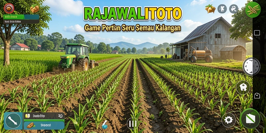 Tampilan gameplay menarik dalam RAJAWALITOTO yang menggambarkan aktivitas bertani.