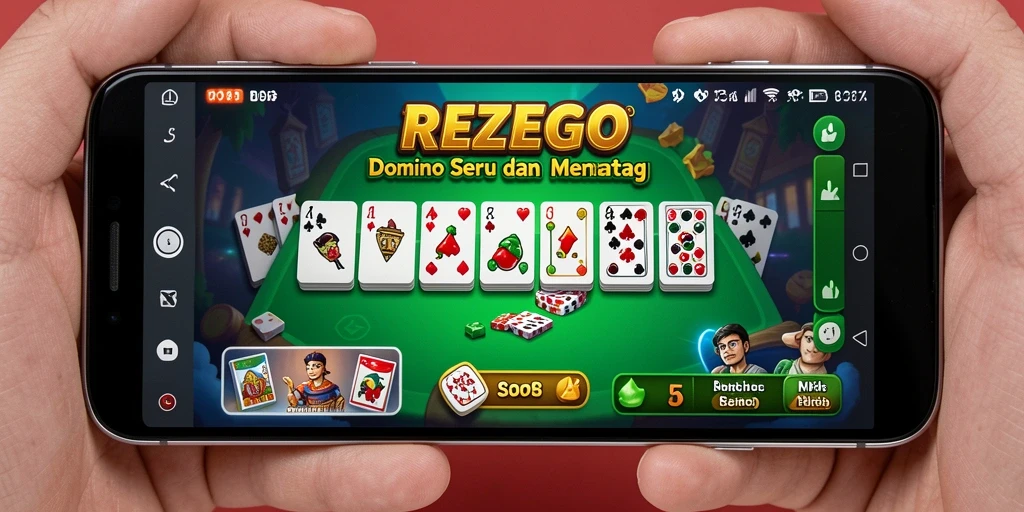Screenshot gameplay dari REZEGO menunjukkan aksi seru dalam permainan Domino.
