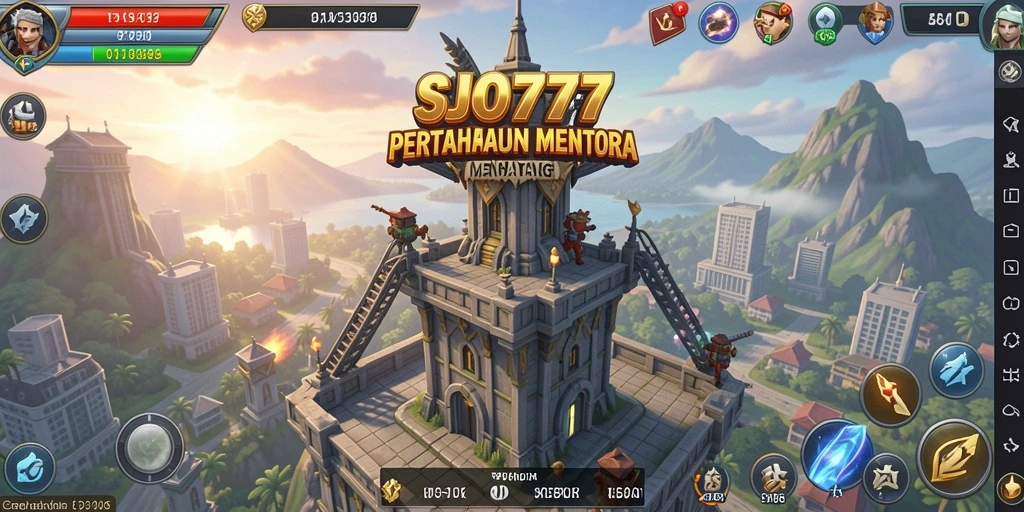 Gameplay SJO777 menampilkan menara melawan gelombang musuh yang mendebarkan.