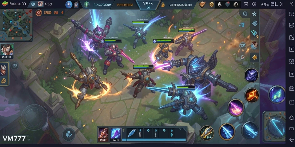 Tampilan gameplay MOBA yang mendebarkan di VM777 dengan pertarungan tim yang seru.